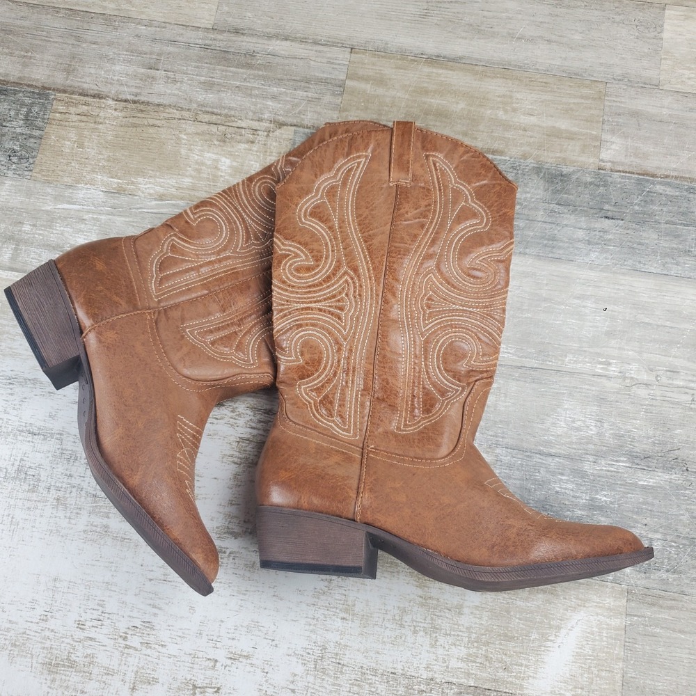Coconuts by Matisse Legend Womens Western Boots Sz 10 M Tan Block Heel Pull On